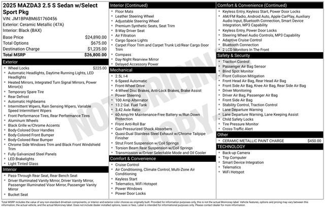 2025 Mazda Mazda3 2.5 S Select Sport